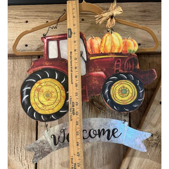 Hobby Lobby Red Metal Tractor Welcome Sign Fall Autumn Harvest Holiday Decor - Picture 4 of 7